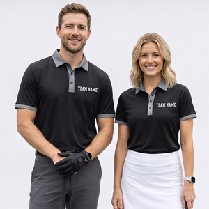 Maillot de golf personnalisé pour homme à manches courtes, avec nom d'équipe imprimé, t-shirt de performance anti-humidité, haut de maillot de golf style Letterman - Product Image 1