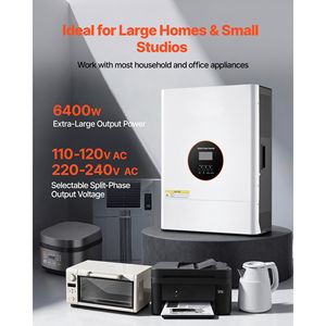 Inverter Solare Ibrido 6000W 48V 120V/240V Bifase 120A con Regolatore Solare MPPT a Bassa Frequenza 6KW Onda Sinusoidale Pura AC - Product Image 3