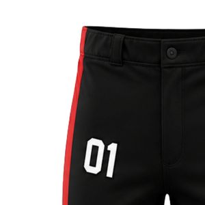 Pantalon de baseball noir et rouge pour homme, uniforme d'équipe personnalisé brodé, vêtements de sport en polyester respirant, coupe classique - Product Image 3