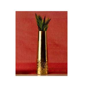 Vase à fleurs en laiton antique avec base martelée, décoration conique vintage pour la maison et le bureau - Product Image 1