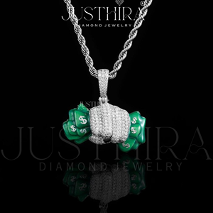 Colgante VVS Moissanite con Esmalte y Diseño de Moneda, Corte Redondo, para Hombre, Estilo Iced Out, Colgante Grueso Unisex Iced Out - Product Image 3