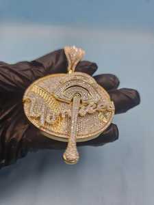 จี้ห้อยคอแบบฮิปฮอปดีไซน์เองได้ เงินแท้ 925 ประดับเพชรโมอิสซาไนต์ VVS จี้ห้อยคอวงกลมสลักชื่อตามสั่ง จี้ห้อยคอตัวอักษรสองสี - Product Image 2