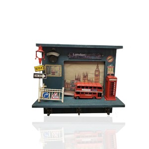 Vintage Double Decker London Bus <b>Shadow</b> <b>Box</b> Handmade Wooden Wall Decor Classic 41.91Lx11.43Wx38.1H cm - Product Image 1