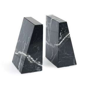 Sujetalibros Rectangulares Modernos de Mármol Negro con Vetas Naturales para Decoración de Biblioteca, Oficina y Hogar de Lujo - Product Image 3