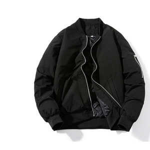 Men's Solid Color Bomber Jacket Zipper Closure Stand Collar Hooded Casual Streetwear Silk Shell Breathable <b>Winter</b> <b>Wear</b> - Product Image 2