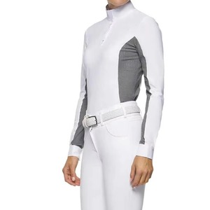 Women Equestrian Top Horse Riding Show Shirt Solid Above <b>Knee</b> Short Full Sleeves Competition Riding Suit Drop Shoulder - Product Image 3