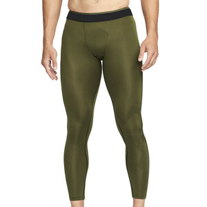 <b>Men</b> Full Length <b>Compression</b> <b>Leggings</b> Solid Olive Green Spandex Nylon Elastic Waistband - Product Image 1