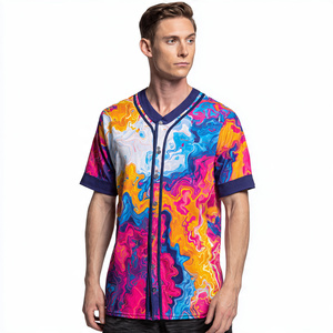 เสื้อเบสบอลผู้ชายแบบแห้งเร็ว พิมพ์ลายแบบซับลิเมชั่น โพลีเอสเตอร์ 100% ระบายอากาศได้ดี เสื้อกีฬาทีม เสื้อกีฬากลางแจ้งแบบซับลิเมชั่น - Product Image 1