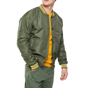 Satin Bomber Varsity Baseball Single Button Closure O-Neck Collar Street Waterproof Windproof <b>Jacket</b> for Men 100% High Quality - Product Image 3