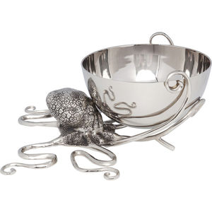 Octopus Metal Champagne Bucket & Caviar Bowl Silver Cast Zinc Alloy Pedestal Serving Dish Marine Animal Themed Luxury <b>Bar</b> Decor - Product Image 3