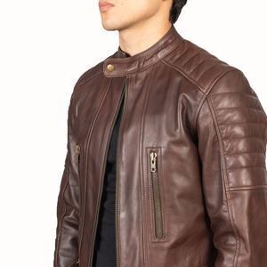 Chaqueta de Motociclista para Hombre SAAR INDUSTRIES, de Cuero Genuino Marrón, Corte Ajustado, Clásica, Impermeable, Resistente al Viento, Fabricante Personalizado - Product Image 6