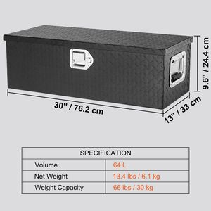 "Sturdy Steel & PC Diamond Plate Tool Box with Side Handle Lock & Key Heavy Duty Truck Bed <b>Chest</b> <b>Storage</b>" - Product Image 3