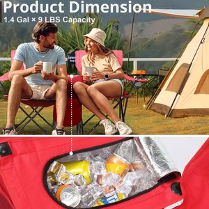 Sedia Pieghevole Portatile da Esterno a 2 Posti con Ombrellone Rosso Rimovibile in Materiale Oxford per Campeggio, Pesca o Uso in Spiaggia - Product Image 4