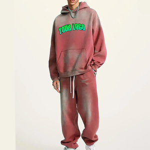 Ensemble de jogging pour homme en coton brodé sur mesure, sweat à capuche et pantalon vintage délavé à l'acide, survêtement pour homme - Product Image 6