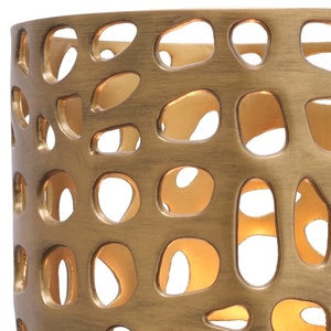 Luxury Cutout Metal <b>Hurricane</b> Candle Holder Set 2 Piece Gold Abstract Hollow Cylinder <b>Lantern</b> Pillar Candle Sleeve for Wedding - Product Image 2