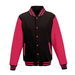 Men's Black <b>Pink</b> Color Block Varsity <b>Jacket</b> Turn-down Collar Button Closure Casual Style Autumn Wear Regular Fit - Product Image 1