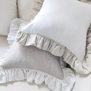 Housse de coussin carrée vert olive à volants, taie d'oreiller unie pour canapé, décoration intérieure - Product Image 5