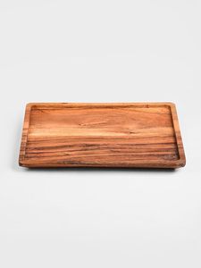 Plateau de service rectangulaire en bois, artisanal, multifonctionnel, design moderne, pour le salon, le rangement et la présentation des aliments - Product Image 4