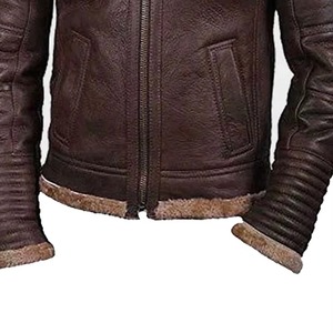 Men's Gothic Style Shearling Leather Jacket High Quality Custom Design Breathable Winter Warm Jacket Zipper Closure Plus Size - Product Image 4
