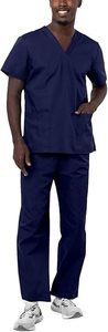 Unisex Dark Gray Eco-Friendly <b>Scrub</b> Set 100% Cotton Denim Woven Hospital Uniforms Needle Detection Pants V-Neck Top Customized - Product Image 5