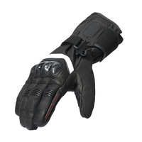 Gants de ski d'hiver en cuir à doigts entiers, isolés thermiquement, fermeture auto-agrippante, unisexe, noir