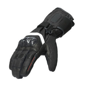 Gants de moto en cuir imperméables et coupe-vent avec doublure en polaire épaisse résistante au froid et fermeture à boucle et crochets - Product Image 6