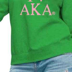 Sudadera AKA con Cuello Redondo, Estampado Gráfico Verde y Rosa de Pakistán, Sudadera Personalizada para Hermandades Griegas - Product Image 3