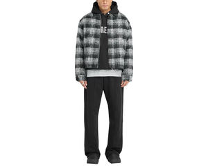 Premium Eco-friendly Zipper Closure Mens <b>Flannel</b> Shirt <b>Jacket</b> Plaid Cotton Blend Winter Shacket Sherpa Fleece Lining Custom Logo - Product Image 1