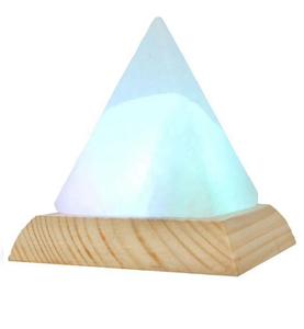 Lámpara de Sal del Himalaya con Forma Geométrica Tallada a Mano, Material Orgánico Piramidal, 25x20cm, Reduce Dolores de Cabeza, Sian Enterprise - Product Image 1