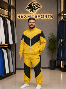 ชุดวอร์ม REXFIT SPORTS 2026 รุ่นสั่งทำพิเศษสำหรับผู้ชาย สีเหลืองดำ ผ้าไนลอน เสื้อแจ็คเก็ตและกางเกงขาสั้น ชุดกีฬาสองชิ้น น้ำหนักเบา ซิปเต็มตัว - Product Image 6
