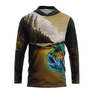 Chemise de pêche à manches longues pour homme UPF 50, séchage rapide, imprimé camouflage bleu, pull-over, vêtements d'extérieur - Product Image 2