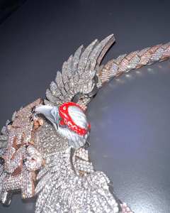 Colgante Personalizado Clásico de Búho Volador con Letra 'West', Diamante Redondo 3D, Estilo 'Ice/Dream', Unisex, Plata de Ley 925 - Product Image 6