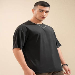270 gramos 100% algodón fuera del hombro gradiente lavado camiseta de gran tamaño para hombre con patrón sólido - Product Image 1