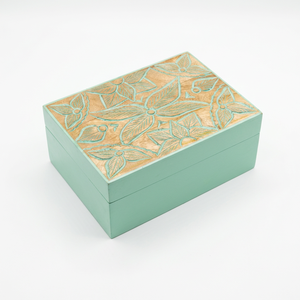 Caja de Madera Tallada a Mano, Diseño Floral Azul, Organizador de Mesa, DECORYUG, Venta al Por Mayor, Personalizable, OEM, ODM - Product Image 2