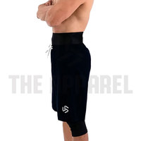 Servicio OEM de Logotipo Personalizado, Pantalones Cortos Awrah de Cintura Media, 100% Poliéster Ecológico, Color Blanco Sólido, Ropa de Playa Musulmana para Hombre, 2 Capas Transpirables