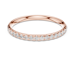 Rose Gold Lab Grown Diamond Shared Prong Wedding Band Minimalist Half Eternity <b>Stacking</b> <b>Ring</b> Women's Fine Jewelry - Product Image 1