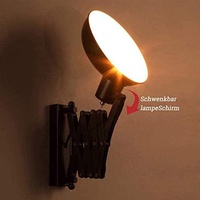 Lampe murale industrielle en fer avec bras télescopique réglable, bras flexible orientable, base d'ampoule E26, angle réglable