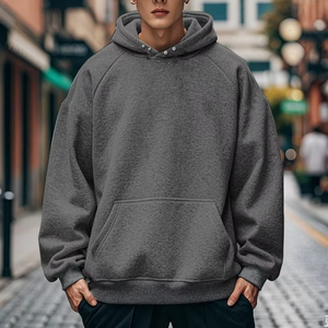 Men Fleece Solid Color Oversized Hooded <b>Pocket</b> Sweatshirt 220 GSM High Quality Custom Hoodie Pullover Sweatshirt Blank - Product Image 4