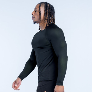 T-shirts de sport pour hommes à manches longues en polyester et élasthanne 100 %, légers, confortables et respirants, avec logo personnalisé - Product Image 3