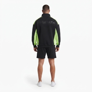 Sweat-shirt de sport oversize à col zippé, poids lourd, haute performance, color block Volt, streetwear, personnalisable OEM - Product Image 2