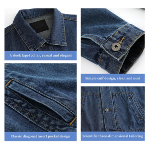 <b>Mens</b> <b>Denim</b> <b>Jacket</b> Moisture Wicking Lining Long Sleeve Jean Coat Breathable Performance Fabric For Active Outdoor Lifestyle Wear - Product Image 3
