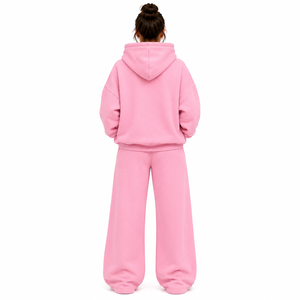 Conjunto de Sudadera Oversize y Pantalones Anchos de Forro Polar para Mujer, con Bolsillo Canguro, Color Liso, Chándal Holgado de Dos Piezas - Product Image 2
