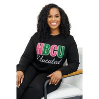 Sudadera Premium de Cuello Redondo para Mujer, con Bordado de Letras Griegas, para Invierno, de Chenille, para Green HBCU