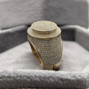 Yellow Gold Men's Engagement Wedding Iced <b>Ring</b> <b>Dome</b> Bling Cluster Rhodium Plated Sterling Silver Custom Hip Hop Moissanite <b>Ring</b> - Product Image 6