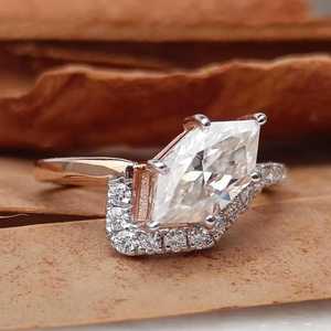 Lab Grown 2.51CT Dutch Marquise Hexagon Cut Diamond Surprise Curve Band <b>Ring</b> For Womens 14K Solid Gold Modern Engagement Gift - Product Image 5