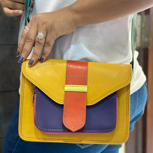 Sac à main à bandoulière en cuir pour femmes, coloré, fait à la main, nouvelle collection - Product Image 1
