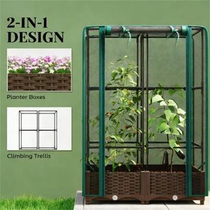Elevated Garden Bed and Planting <b>Pot</b> for Flower & Vegetable Growing with Unique <b>Trellis</b> & Gate Design - Product Image 4