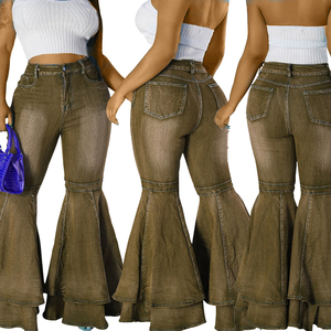 Vaqueros casuales de mujer, transpirables, de moda urbana, nuevos, de primavera, de cintura alta, acampanados, de pierna ancha - Product Image 6