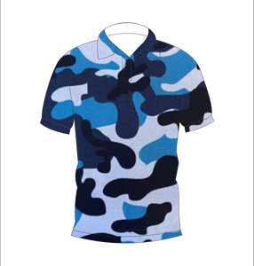 Polo pour homme bleu marine camouflage urbain à manches courtes, t-shirt de golf décontracté imprimé - Product Image 1