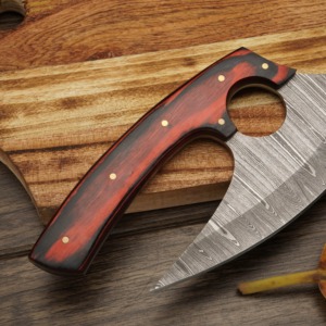 Cuchillo Ulu de Acero de Damasco Hecho a Mano Personalizado, Mango de Madera ODM/OEM, Funda de Cuero Genuino, Cuchillos de Cocina para Chef, Cuchillos de Corte DIY - Product Image 2